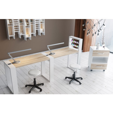 Двухместный маникюрный стол &quot;Matrix&quot; с подставкой для лаков и тумбой