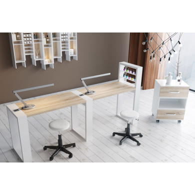 Двухместный маникюрный стол &quot;Matrix&quot; с подставкой для лаков и тумбой